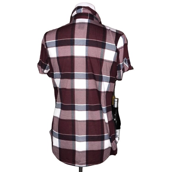 POLLY & ESTHER RED MULTI PLAID BUTTON CLOSE POCKETS LARGE - Picture 2 of 3